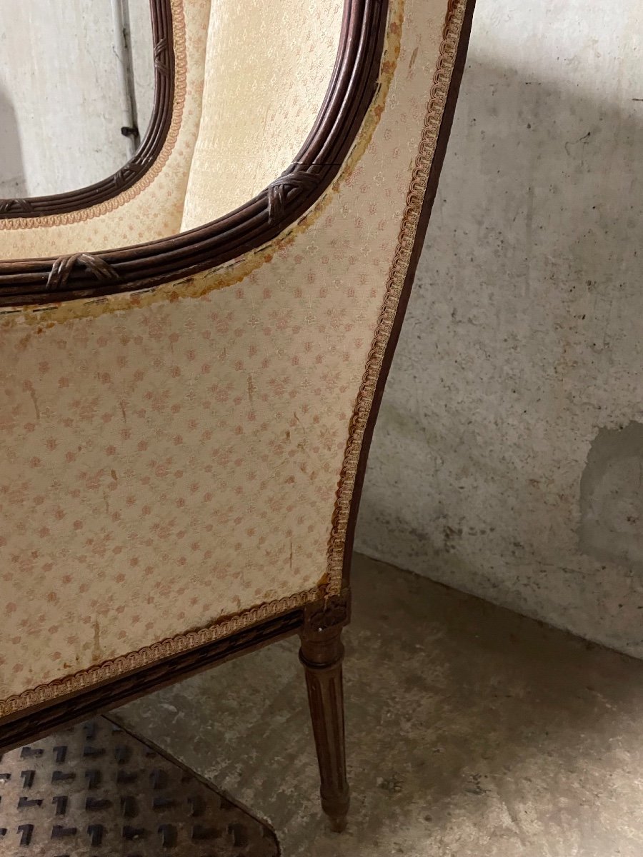 Pair Of Old Bergeres Armchairs Louis XVI Style XIX Eme To Cover Old Armchair-photo-5