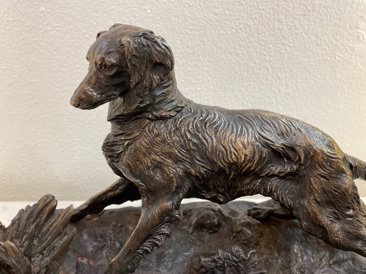 Ancien Bronze Animalier La Chasse à La Perdrix Par Pj Mene Statue Groupe pierre-jules Mêne-photo-5