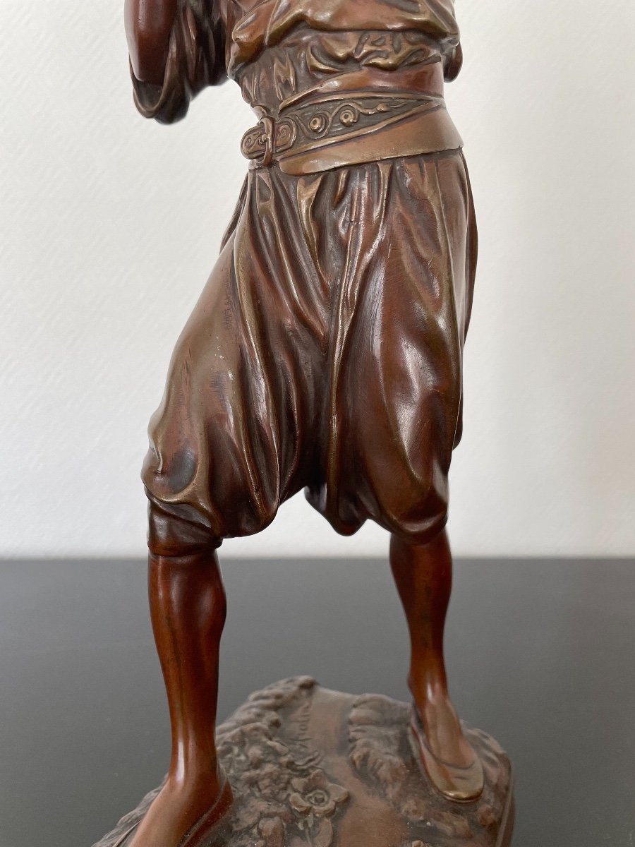 Orientalist Bronze Aguador, The Water Carrier By La Hiolin End XIX Eme Old Statue Patina-photo-4