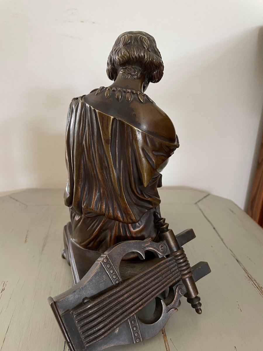 Statue Sculpture En Bronze Ancien Sapho , XIX Eme Par James Pradier-photo-2