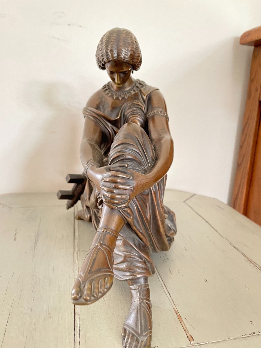 Statue Sculpture En Bronze Ancien Sapho , XIX Eme Par James Pradier-photo-5