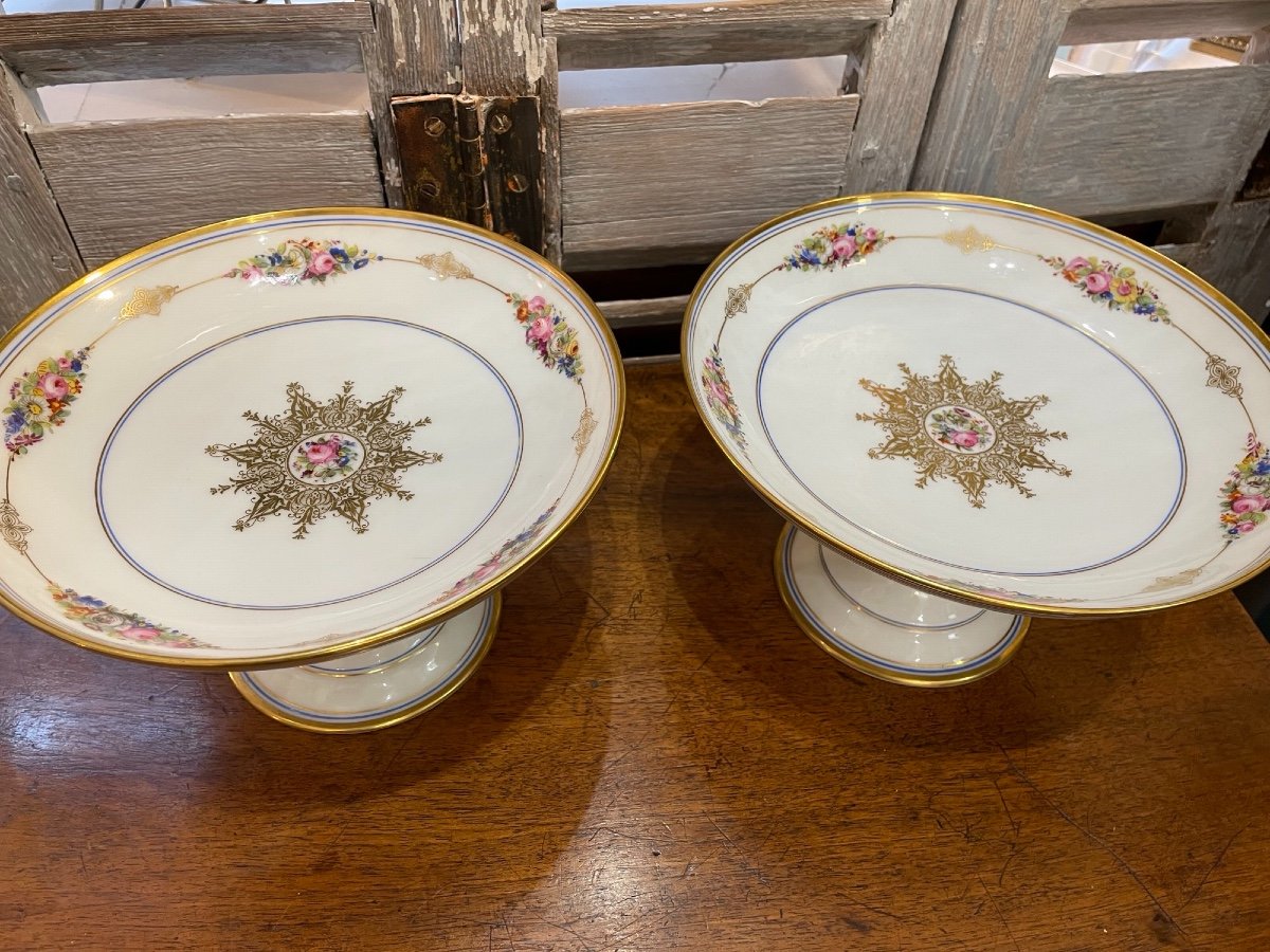 Pair Of Porcelain Compotiers XIX Eme Sèvres Old Crockery Dish Cup-photo-8