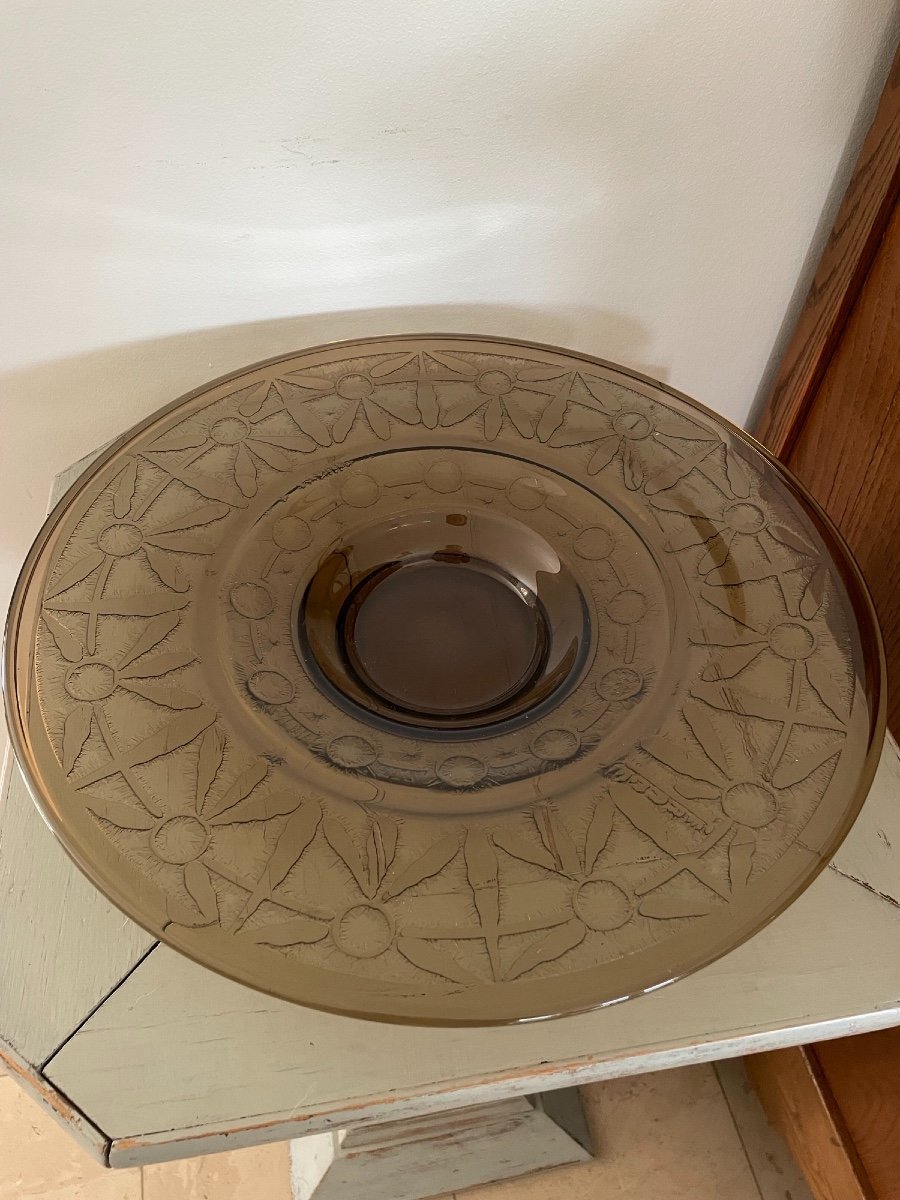 Coupe En Cristal Par Verame Epoque Art Déco 1930 Ancien Plat 