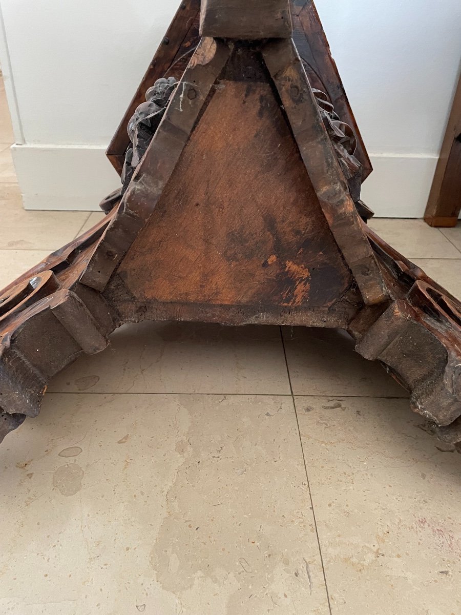 Ancienne Sellette En Chêne Sculpté  , Début Du XIX ème Support Porte Lutrin porte plante-photo-3