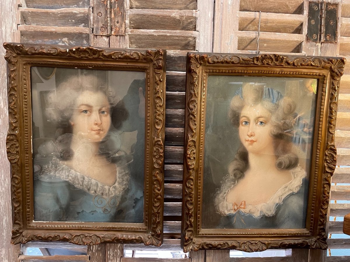 Tableau Ancien Pastel :  Pastel Fin Du XVIII Eme Siècle La Jeune Fille En Bleu-photo-1