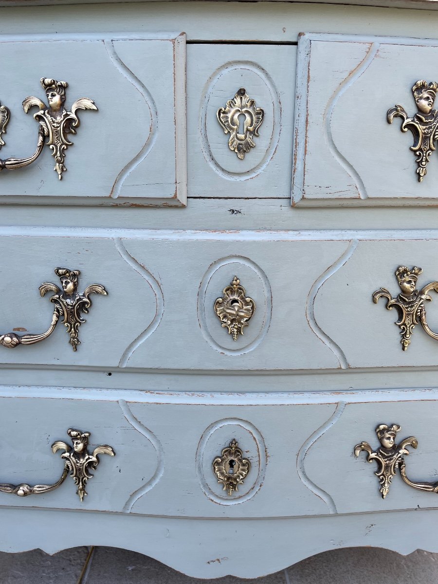 Ancienne petite Commode Louis XV Galbée En Chene Patiné, Début Du XX Eme-photo-3