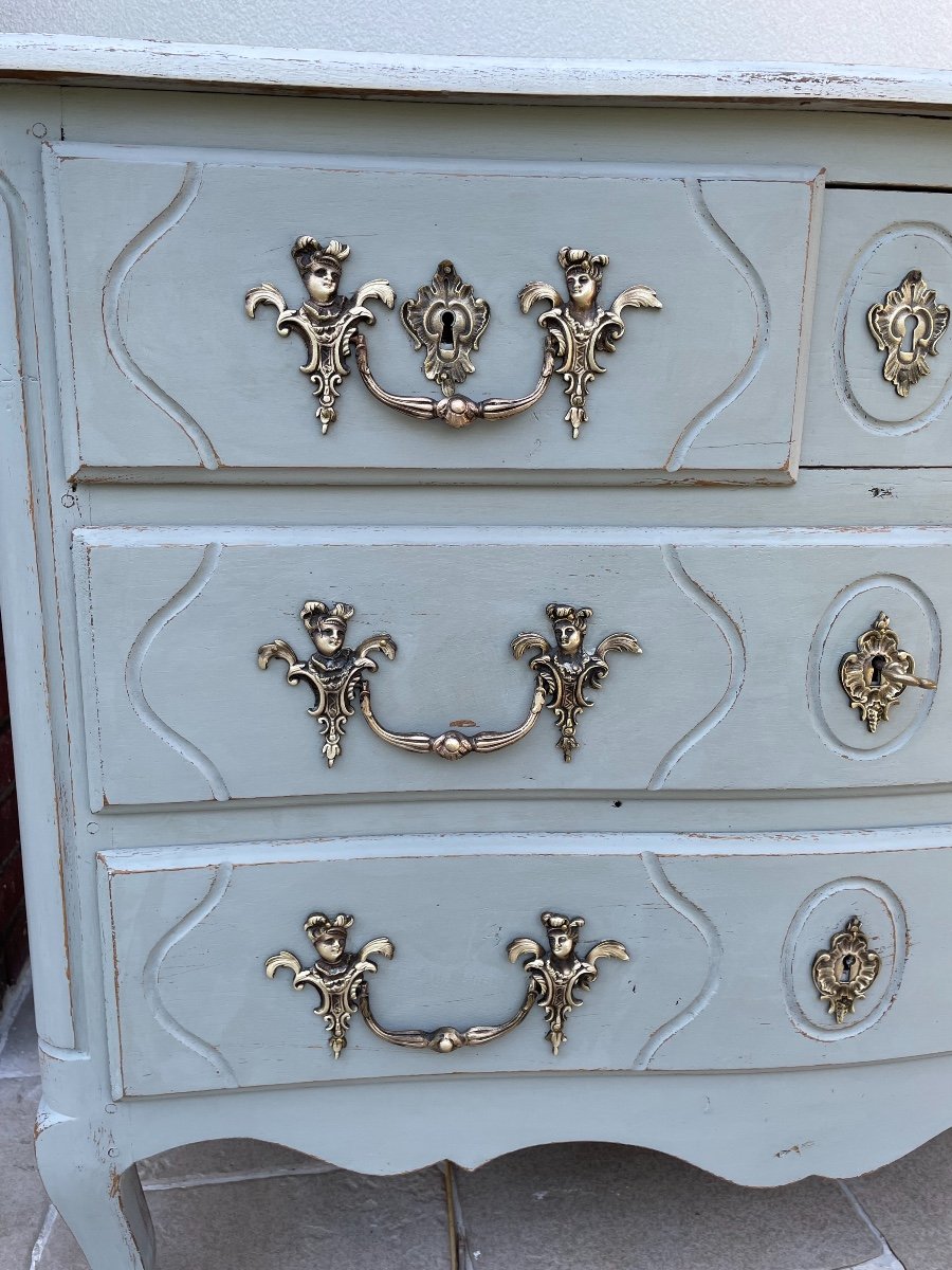 Ancienne petite Commode Louis XV Galbée En Chene Patiné, Début Du XX Eme-photo-4