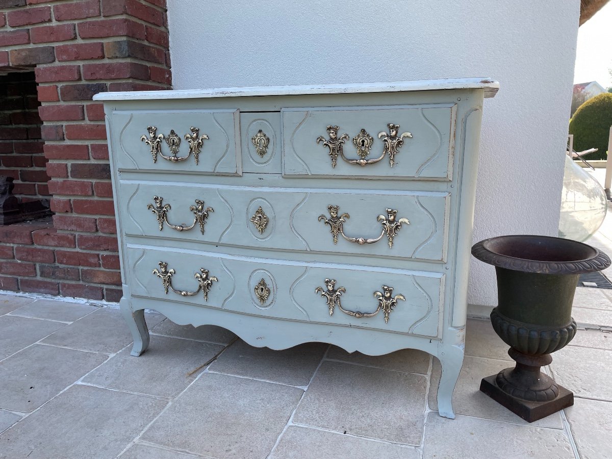 Ancienne petite Commode Louis XV Galbée En Chene Patiné, Début Du XX Eme-photo-1
