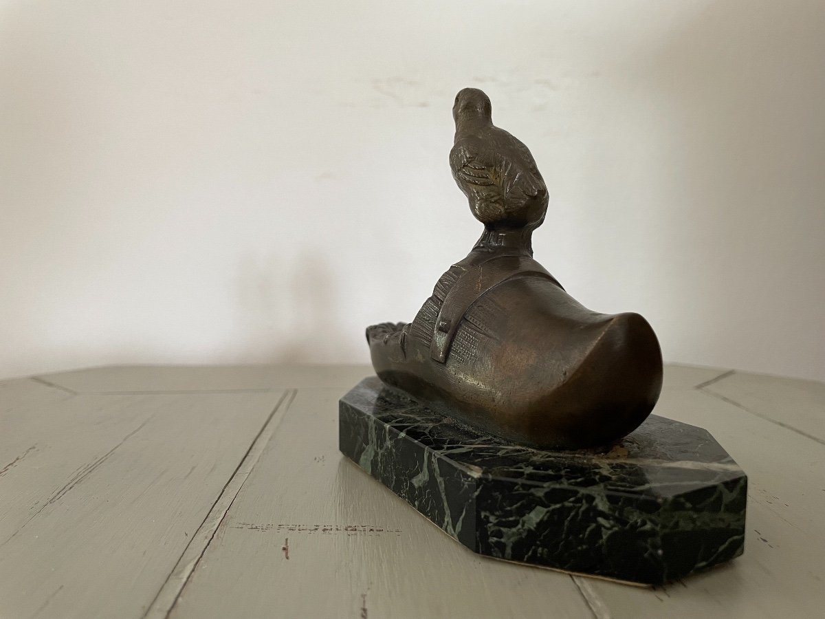Ancien Petit Bronze Animalier De Vitrine Signé  Frecourt ép. Art Nouveau Début XX Eme Statue -photo-4