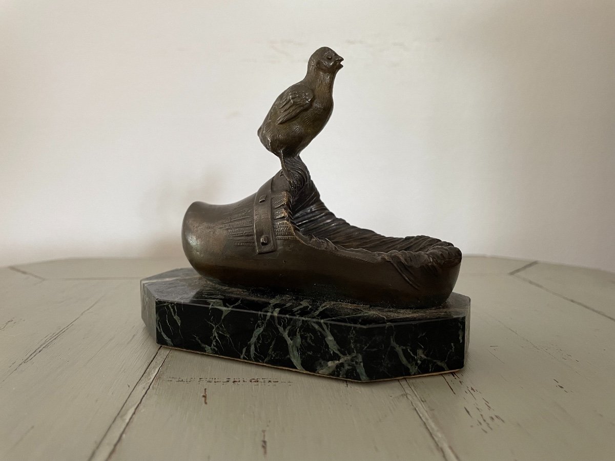 Ancien Petit Bronze Animalier De Vitrine Signé  Frecourt ép. Art Nouveau Début XX Eme Statue -photo-2