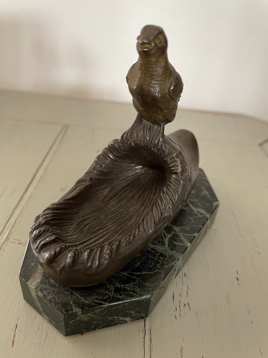 Ancien Petit Bronze Animalier De Vitrine Signé  Frecourt ép. Art Nouveau Début XX Eme Statue -photo-3