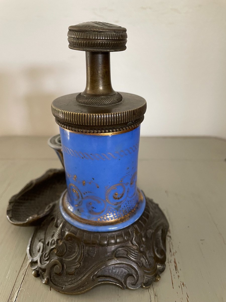 Old Boquet Pump Inkwell Louis Philippe Period Middle XIX Eme Century Porcelain-photo-3