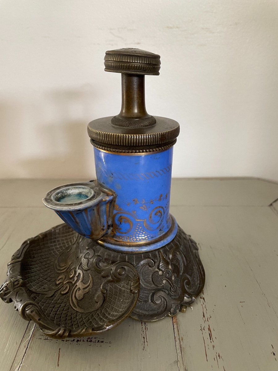 Old Boquet Pump Inkwell Louis Philippe Period Middle XIX Eme Century Porcelain-photo-1