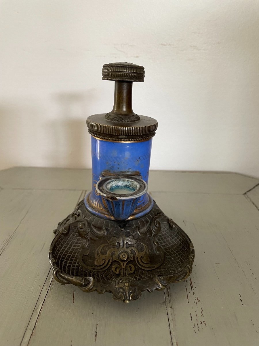 Old Boquet Pump Inkwell Louis Philippe Period Middle XIX Eme Century Porcelain-photo-2