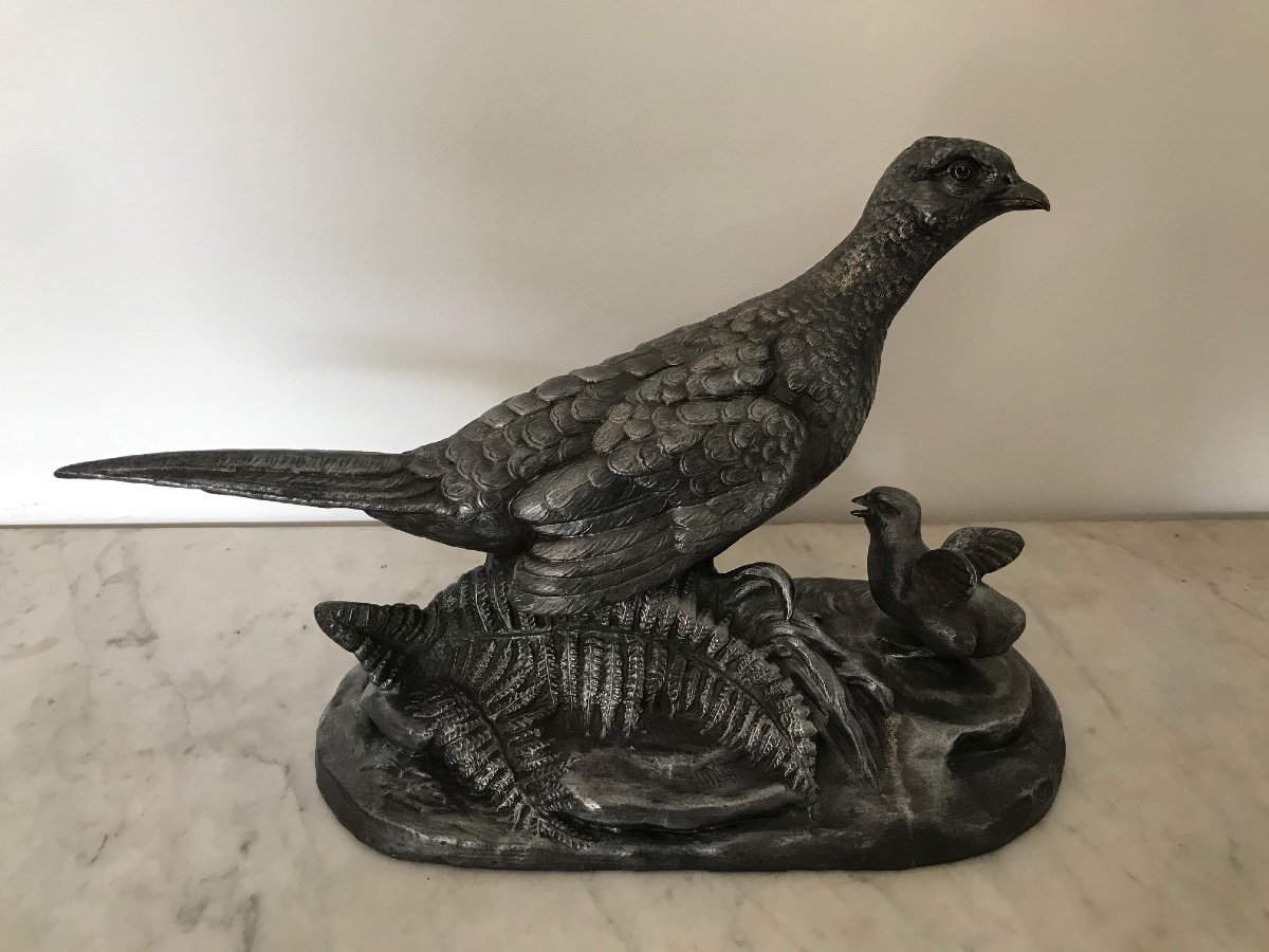 Statue: The Pheasant Hen From L Carvin Art Deco Period Animal No Bronze Sculpture
