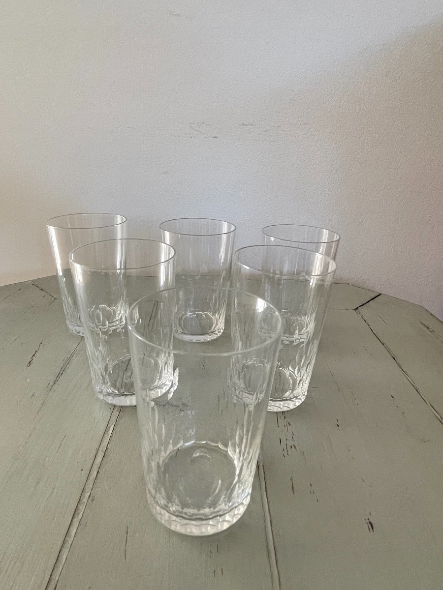 6 Old Glasses Called Baccarat Crystal Goblets Old Glass Period 20th Century-photo-1