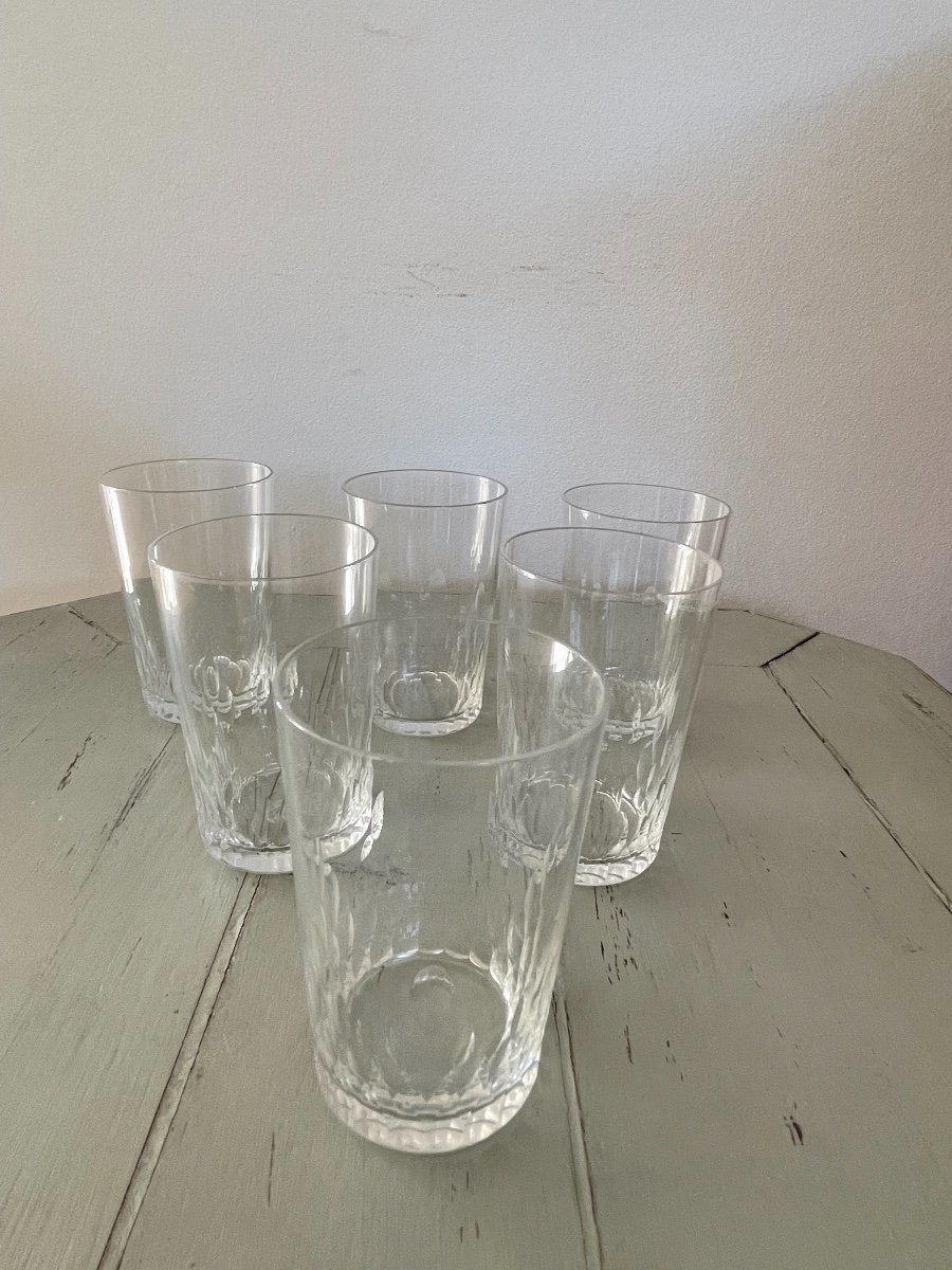 6 Old Glasses Called Baccarat Crystal Goblets Old Glass Period 20th Century