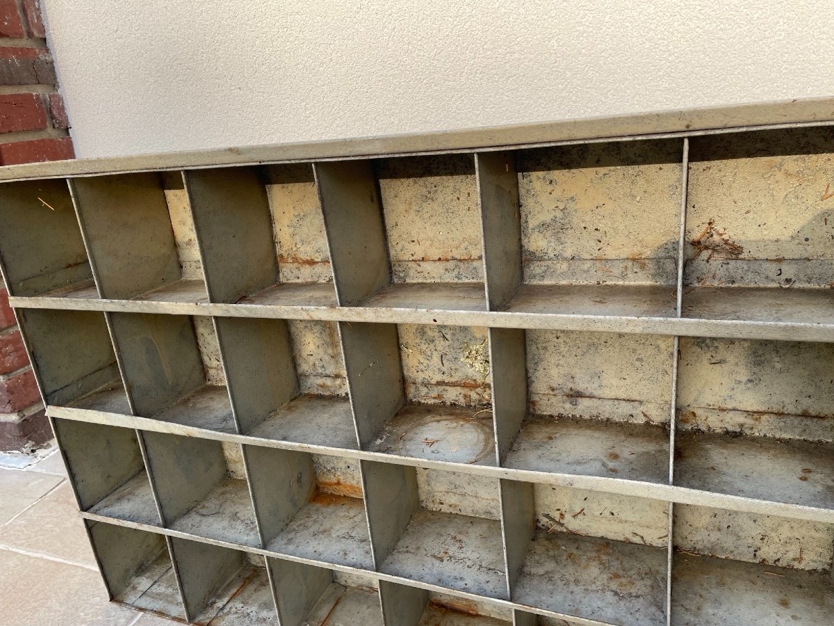 Old Locker Wall Shelf In Patinated Metal, XX Eme Loft Vintage Indus-photo-4