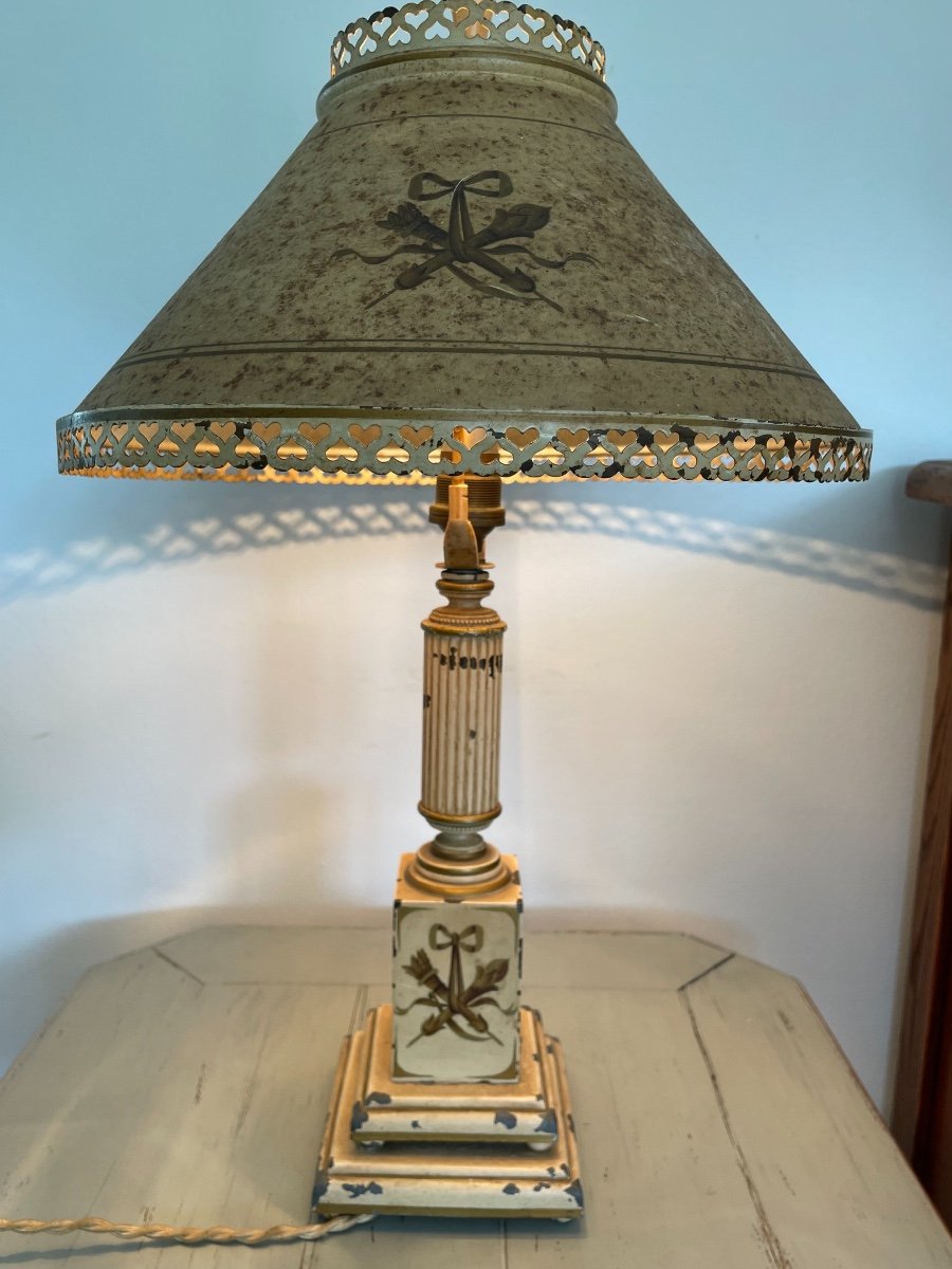 Ancienne Lampe En Tôle époque XX Eme Style Louis XVI-photo-2