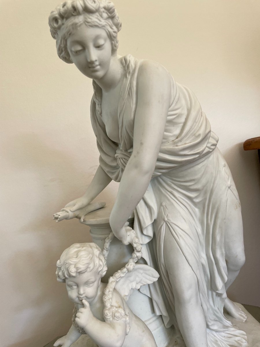 Grand Biscuit De Porcelaine En Sèvres d'Après Boizot Venus Et Cupidon XIX ème-photo-2