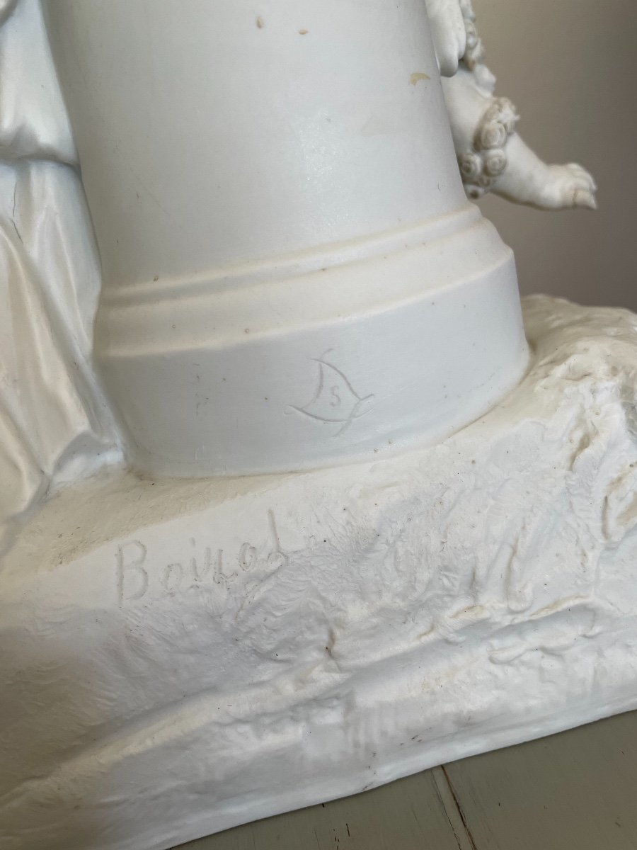 Grand Biscuit De Porcelaine En Sèvres d'Après Boizot Venus Et Cupidon XIX ème-photo-5