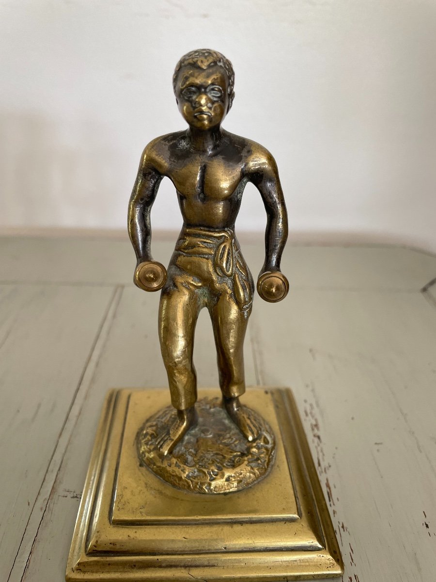 Statue Petit Bronze Doré : Le Nubien Fin Du XIX ème Début XX ème Orientaliste Vitrine Curiosité-photo-5