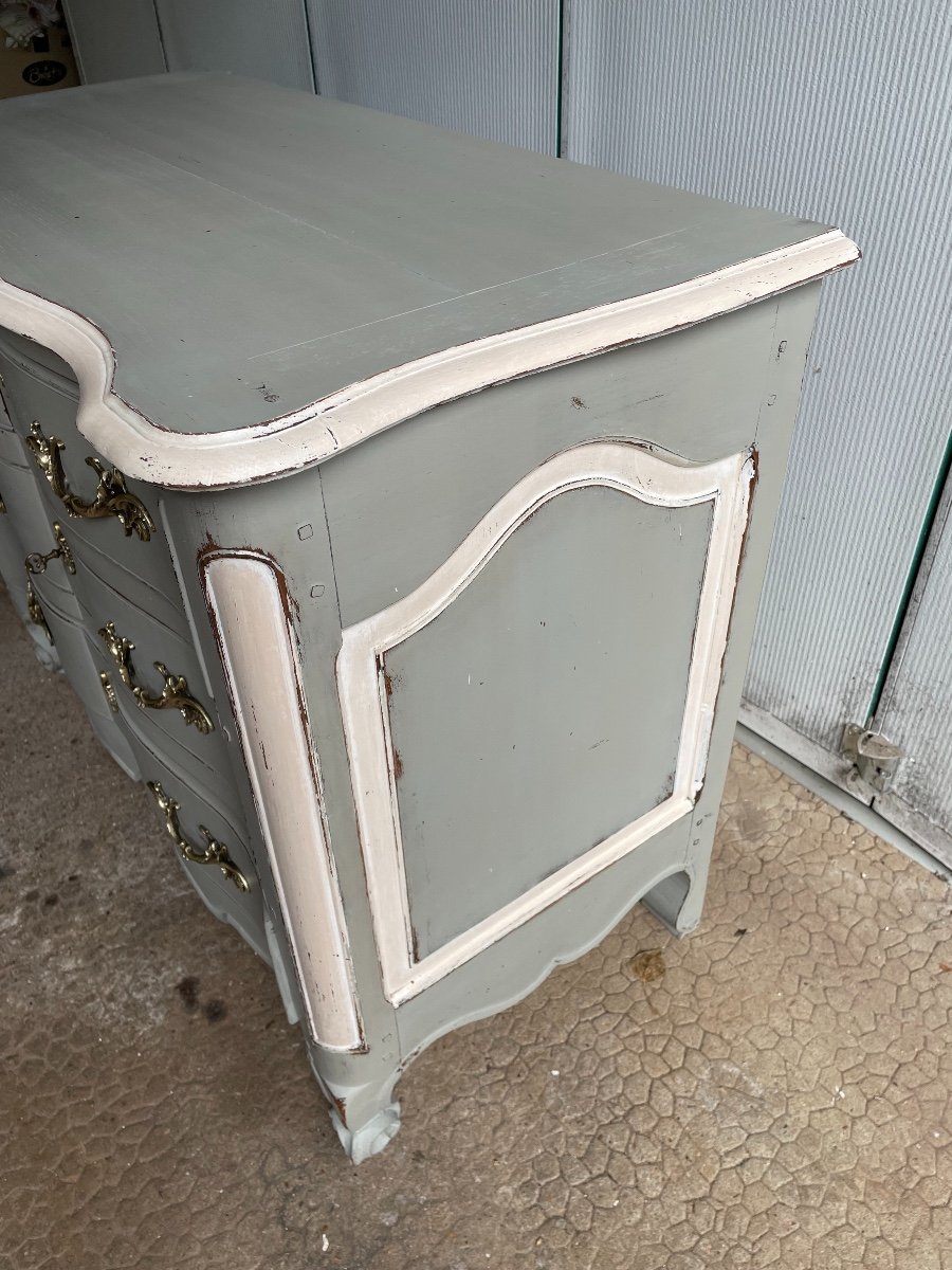 Old Louis XV Style Oak Commode Early 20th Century Patinated Painted Furniture-photo-4