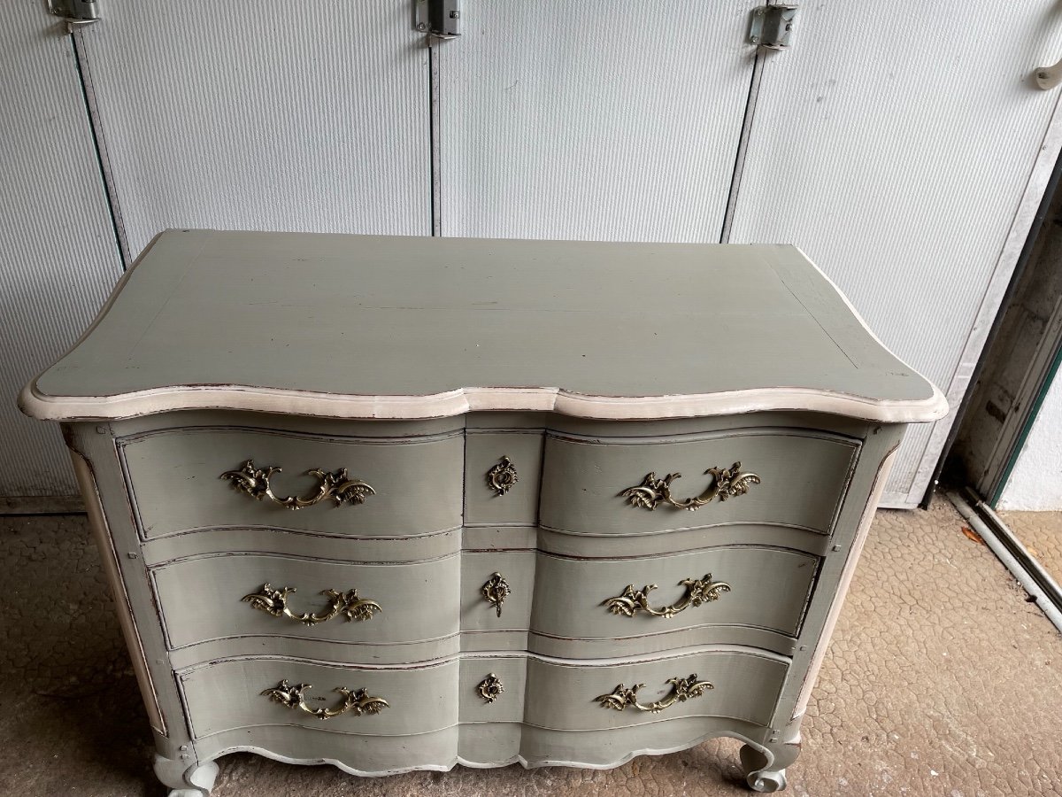 Old Louis XV Style Oak Commode Early 20th Century Patinated Painted Furniture-photo-7