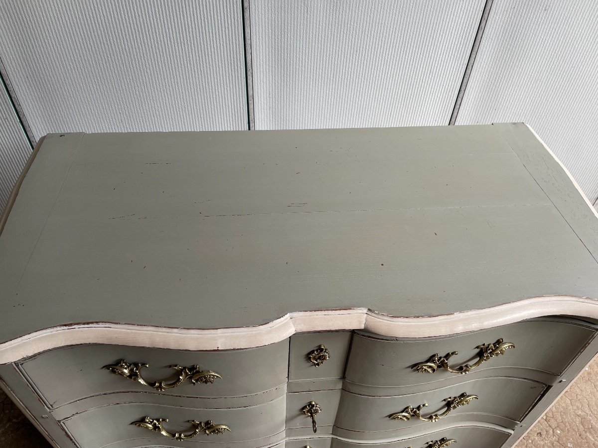 Old Louis XV Style Oak Commode Early 20th Century Patinated Painted Furniture-photo-8