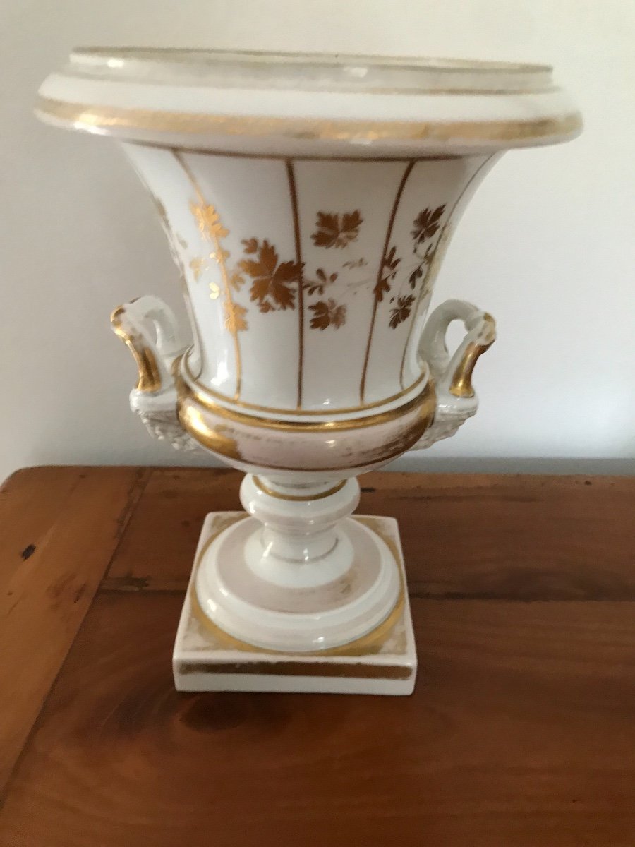 Vase Médicis En Porcelaine De Paris Ditvieux Paris époque Milieu XIX ème Siècle Ancien-photo-1