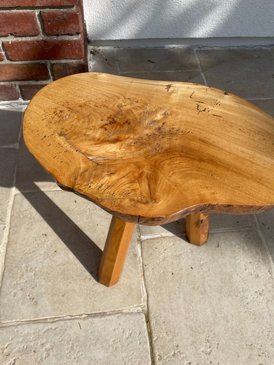 Old Bench, Pedestal Table, Side Coffee Table In Olivier Brutalist Design Circa 1960-photo-3