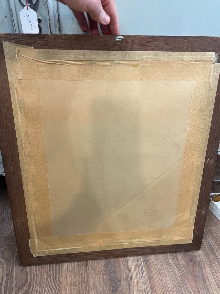 Old Portrait Painting Oil On Wood Hsp Dated Signed 1939 Art Deco-photo-2
