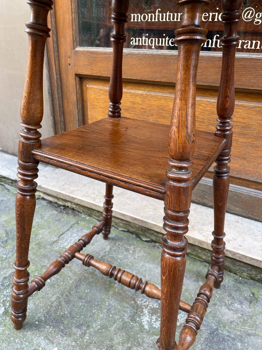 Old Presentation Bolster In Oak Early 20th Century, Good Condition Sculptor Pedestal Table-photo-2