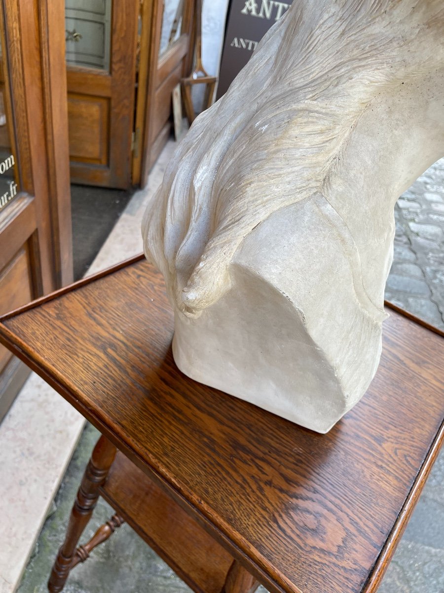 Old Plaster Bust Workshop Bust: Roger Bésus End Of 20th Century School Of Rouen Sculpture-photo-3