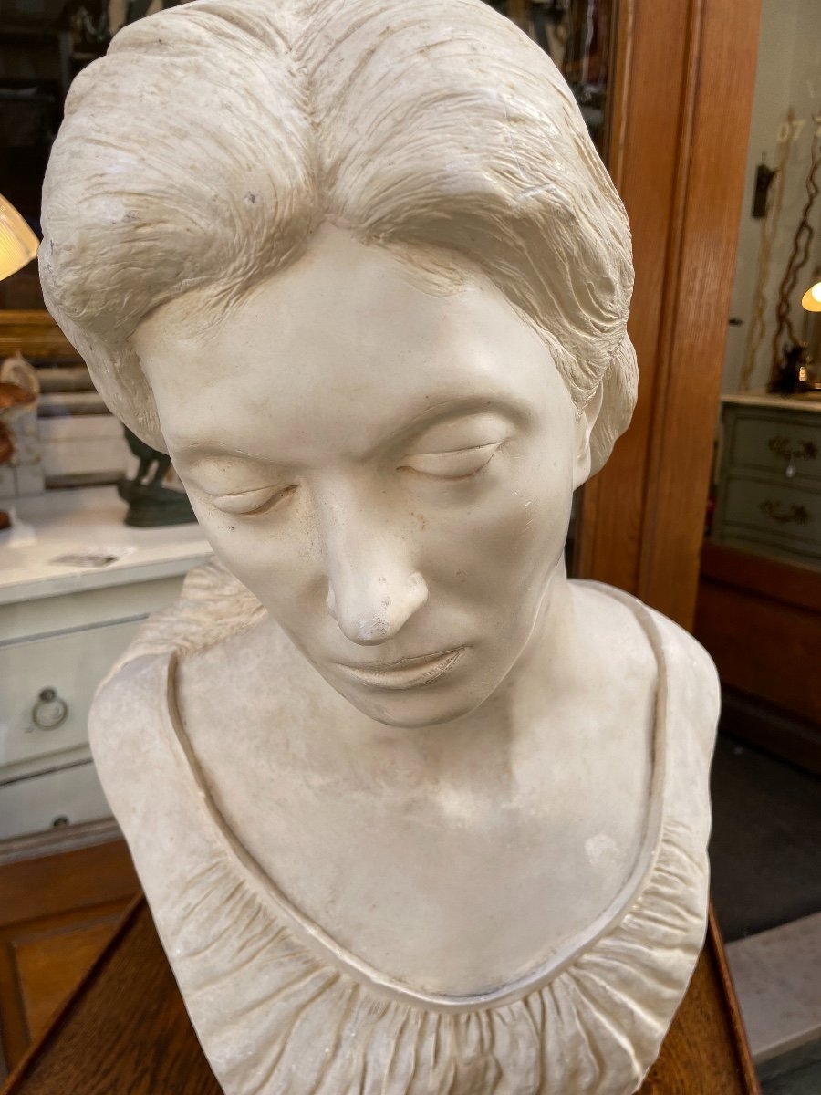 Old Plaster Bust Workshop Bust: Roger Bésus End Of 20th Century School Of Rouen Sculpture-photo-7