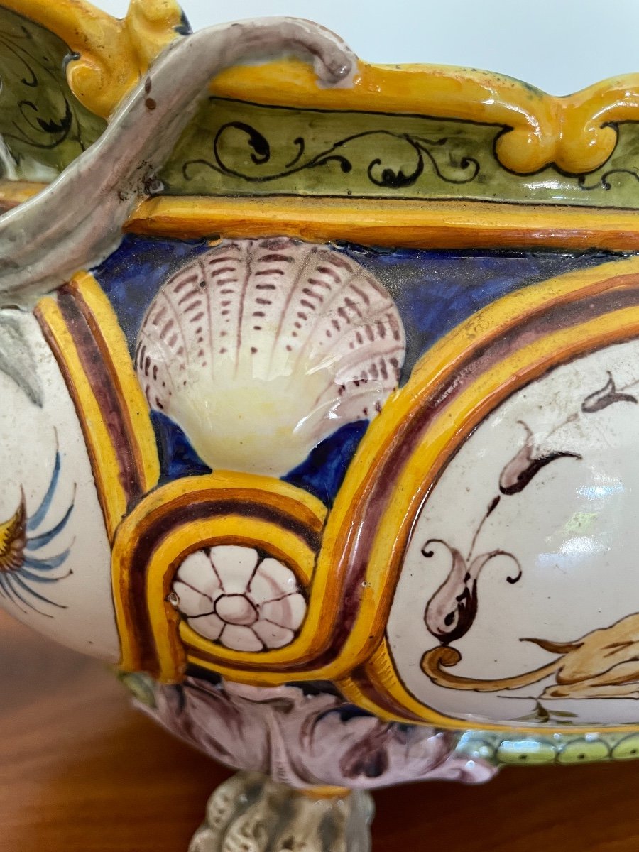 Ancienne Jardinière En Faience De Richard Ginori Italie Circa 1880 Pot Vase Renaissance -photo-5