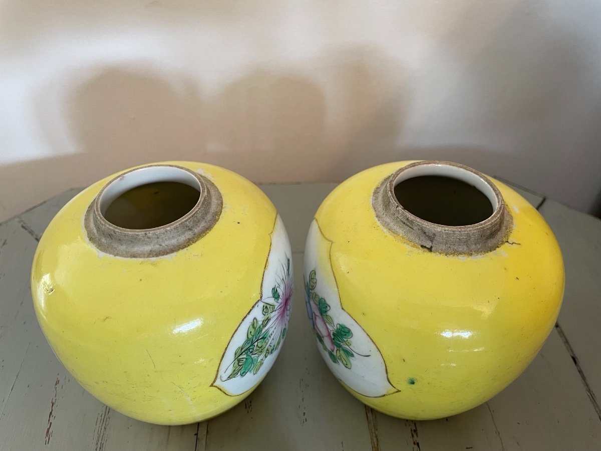 Antique Pair Of Small Potiche Chinese Porcelain Ginger Pots Late 19th Century-photo-4