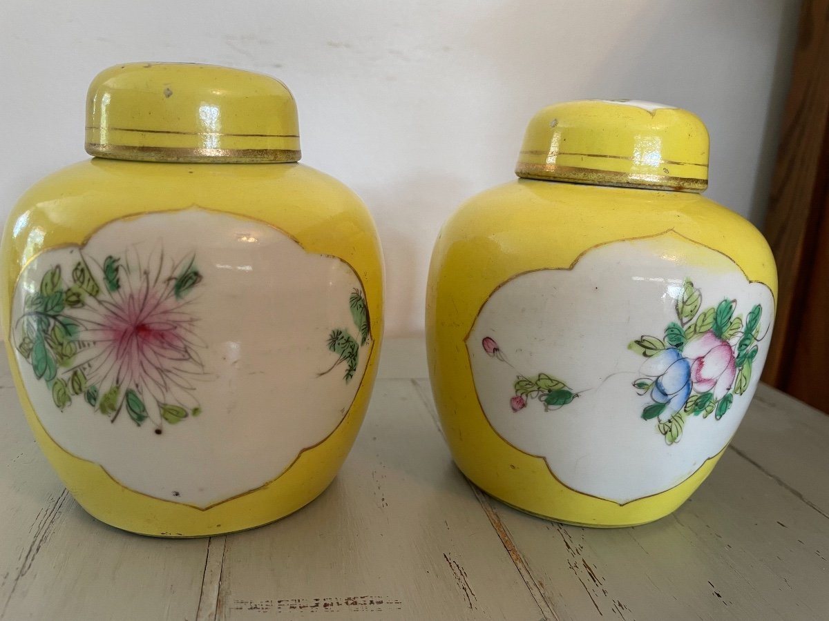 Antique Pair Of Small Potiche Chinese Porcelain Ginger Pots Late 19th Century-photo-5