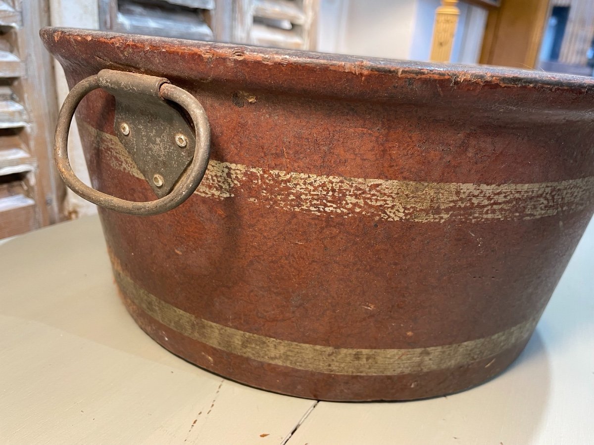 Old Cooler, Leather Basin Early 19th Century Curiosity Bucket Basin-photo-5