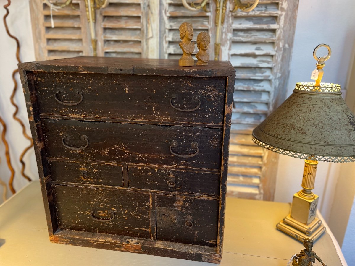 Petit Meuble Cabinet Tansu Japon ère Meiji Fin Du XIX Eme Siècle Boite Secretaire -photo-3
