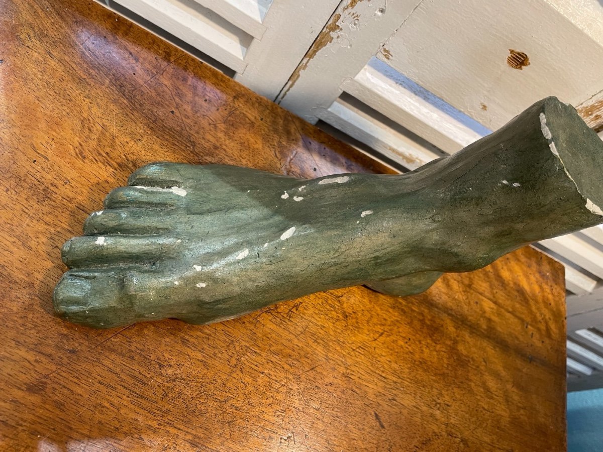 Old Workshop Plaster Foot Period XX Eme Sculpture Anatomical Anatomy Plaster Statue-photo-3