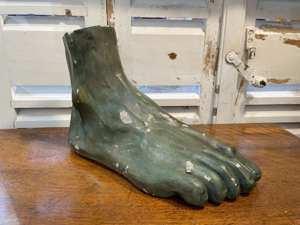 Old Workshop Plaster Foot Period XX Eme Sculpture Anatomical Anatomy Plaster Statue-photo-1