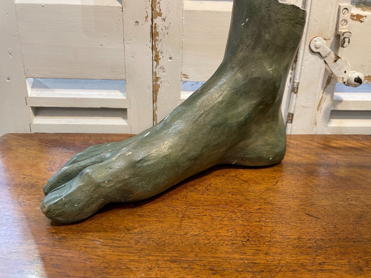 Old Workshop Plaster Foot Period XX Eme Sculpture Anatomical Anatomy Plaster Statue-photo-2