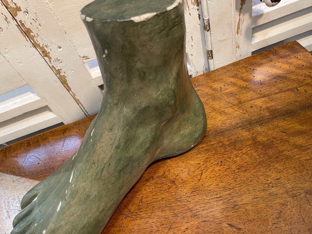 Old Workshop Plaster Foot Period XX Eme Sculpture Anatomical Anatomy Plaster Statue-photo-4