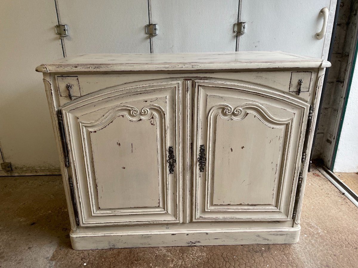 Old Lyonnais Hunting Buffet Patinated Oak White Rechampi Late 19th Century 2 Two Doors