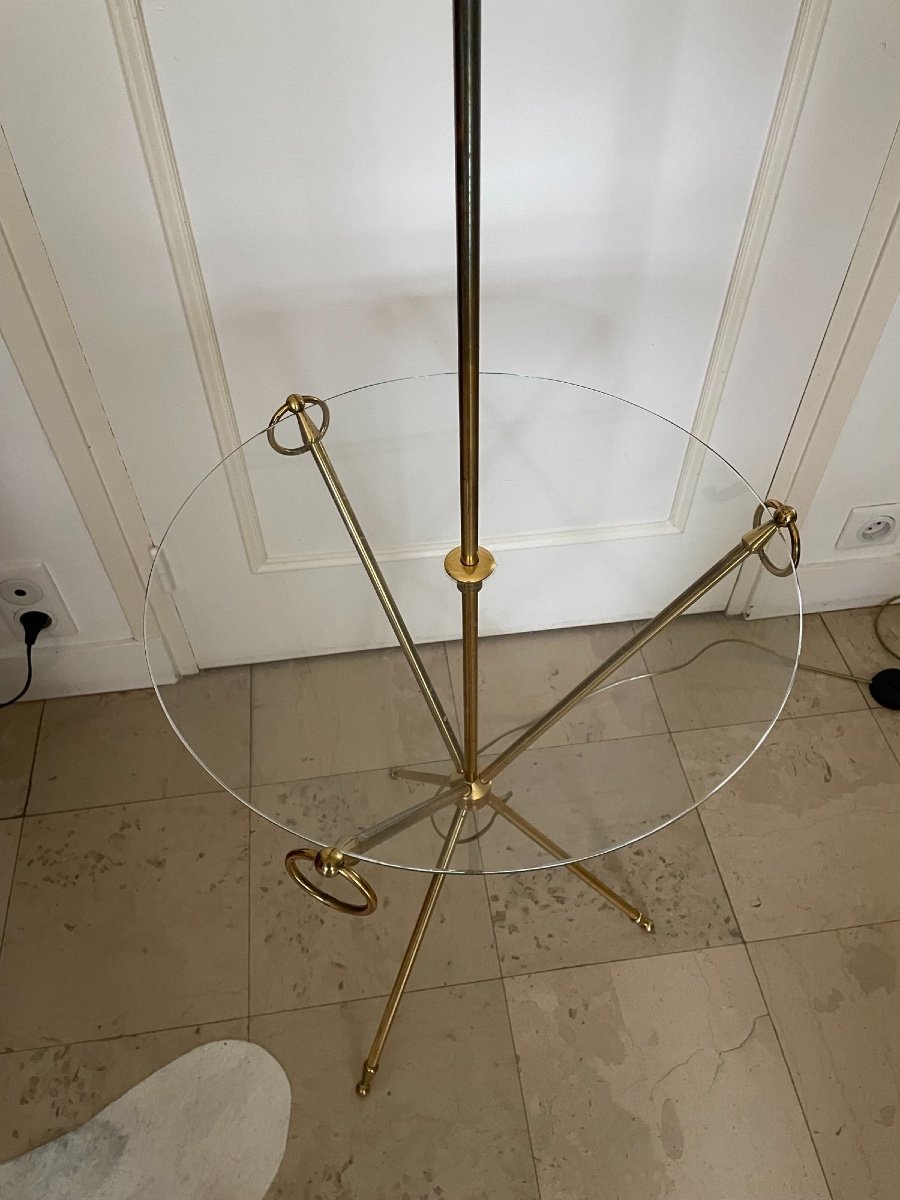 Old Floor Lamp From Maison Jansen Brass And Glass Vintage Hollywood Regency Design-photo-3