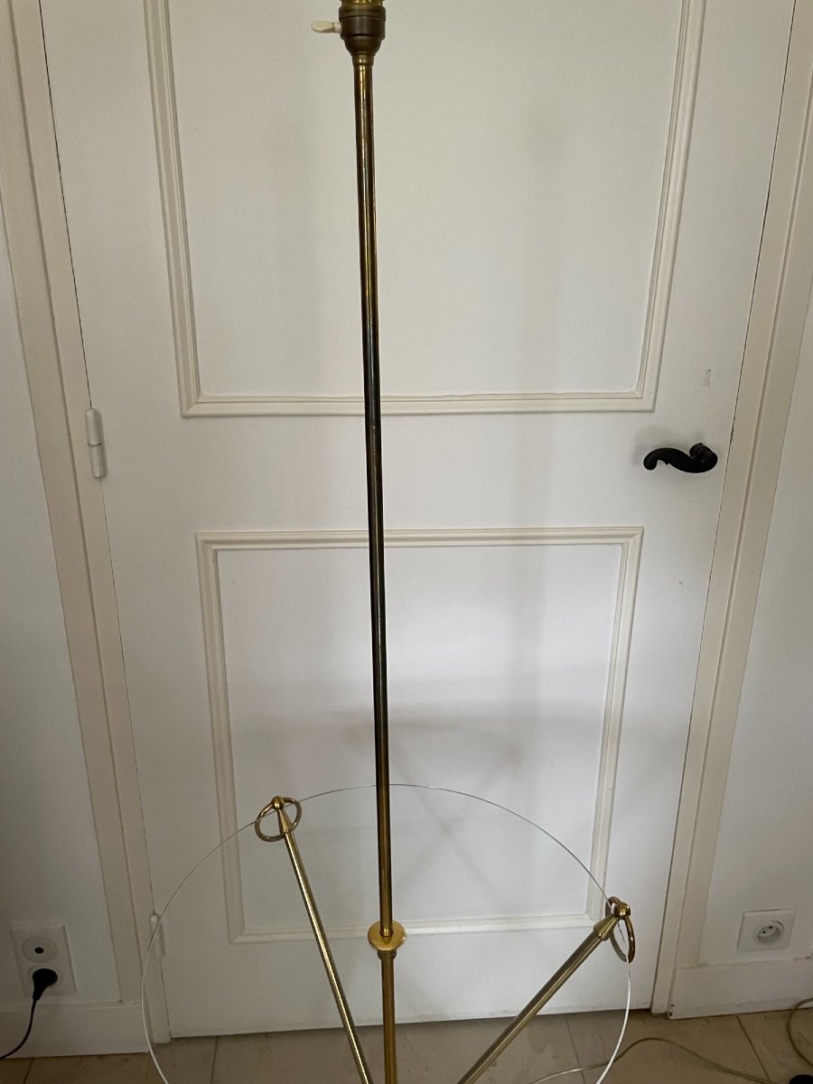 Old Floor Lamp From Maison Jansen Brass And Glass Vintage Hollywood Regency Design-photo-4