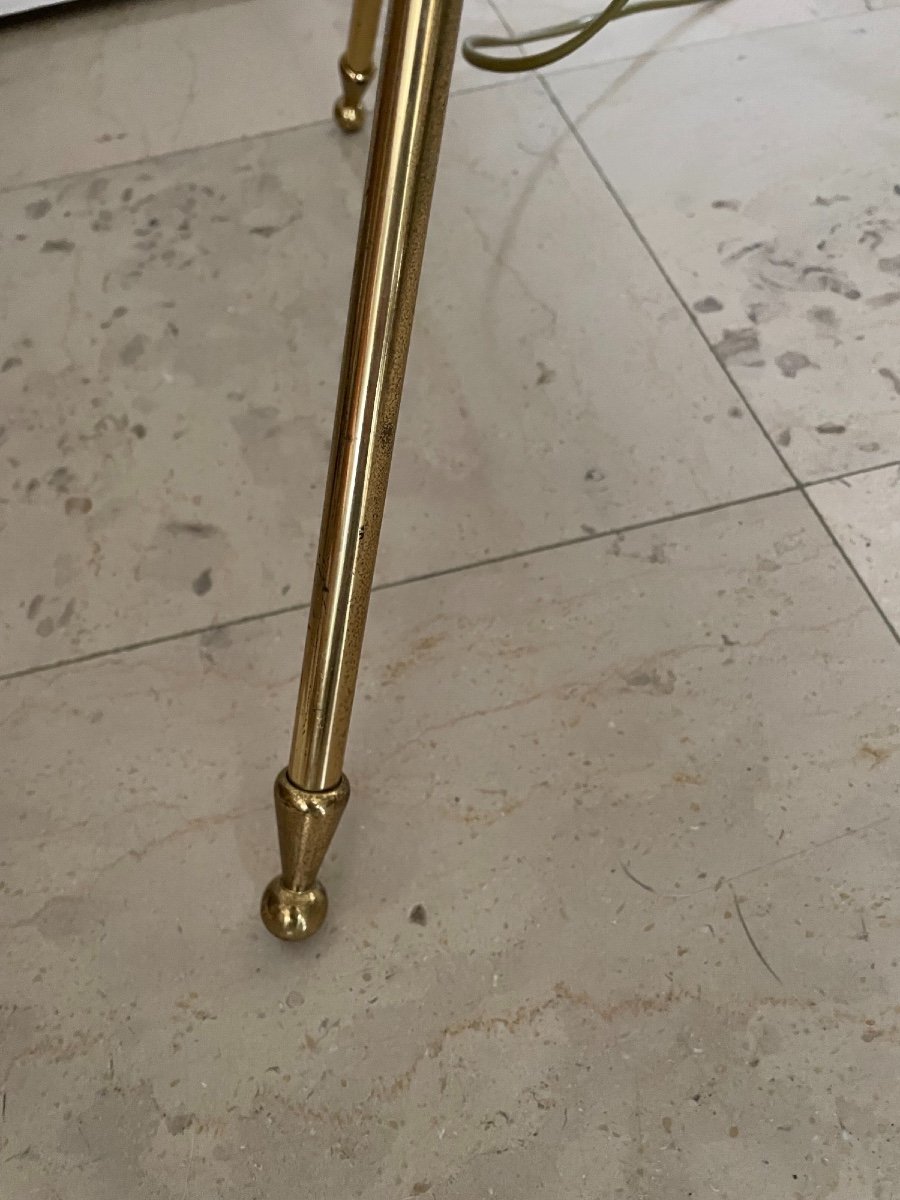 Old Floor Lamp From Maison Jansen Brass And Glass Vintage Hollywood Regency Design-photo-6