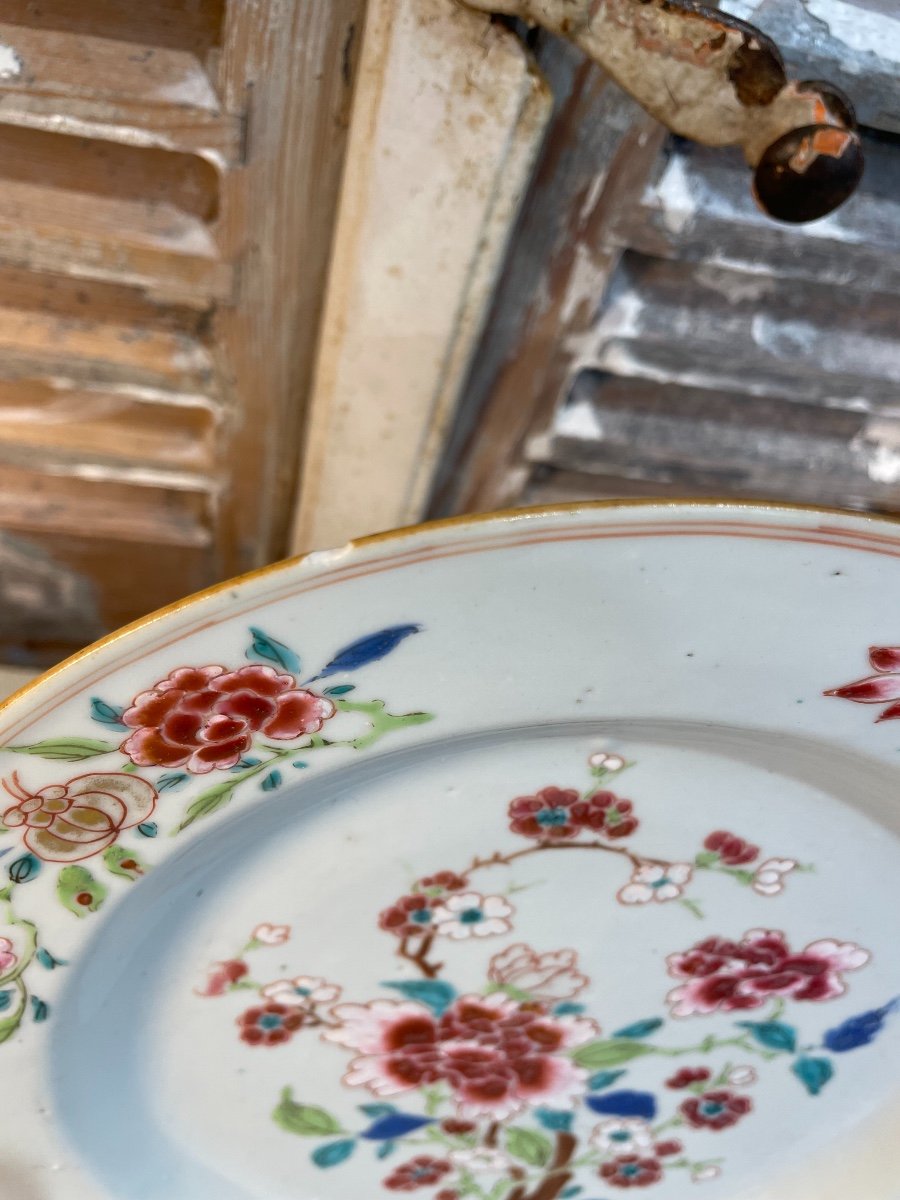 Ancienne Assiette En Porcelaine De Chine Compagnie Des Indes Epoque XVIII ème  floral-photo-4