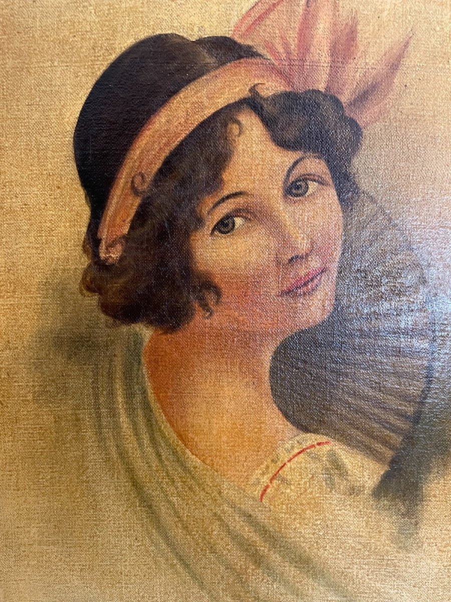 Ancien Tableau Art Déco , Portrait De Ballerine Vers 1930 Huile Sur Toile Hst Début Du XX ème -photo-4